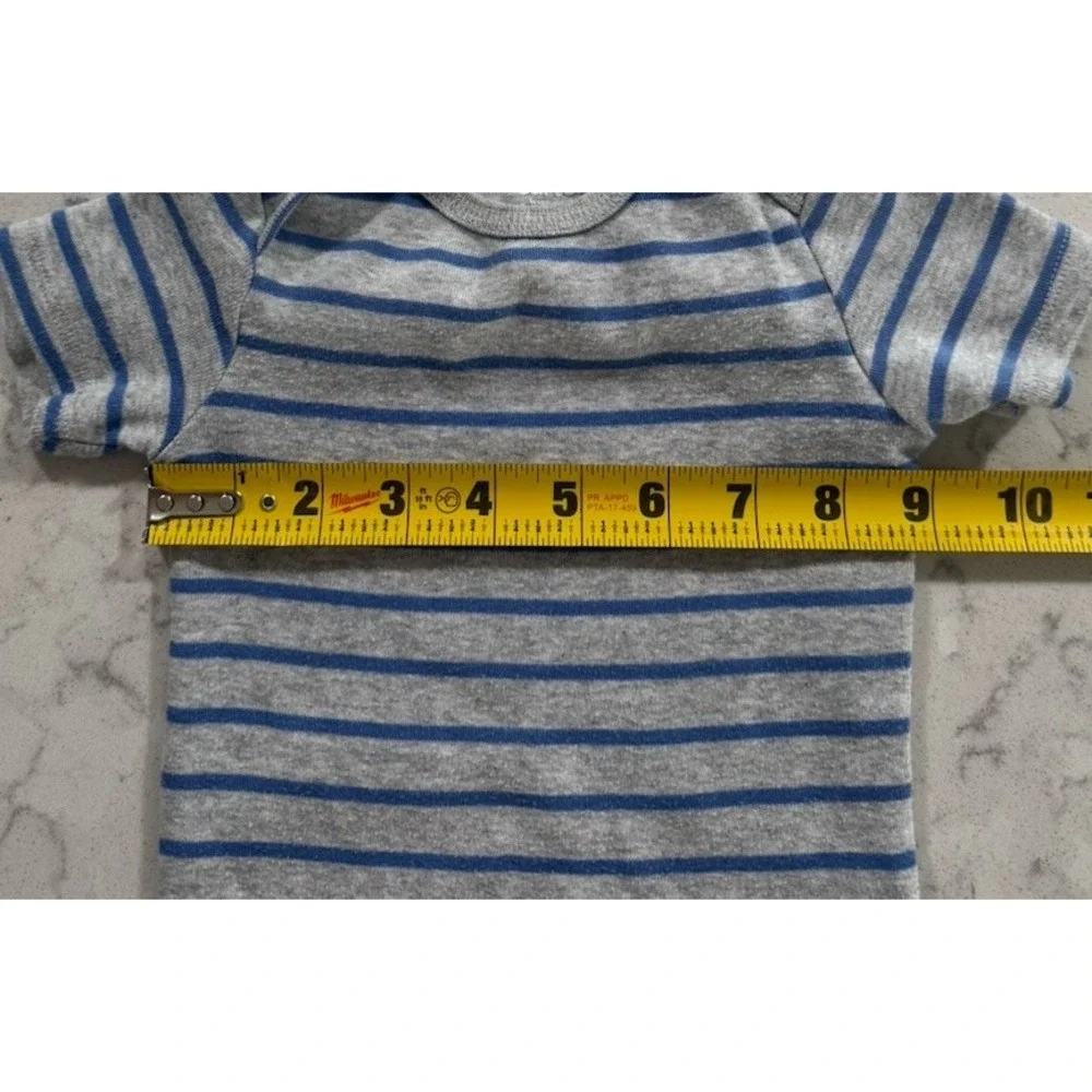 Carters Just One You Baby Boy Bodysuit 18M Gray Blue Stripe Short Sleeve Snap